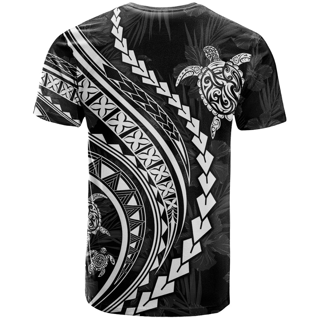 Polynesian Pride T Shirt Turtle Hibiscus Luxury Style - Black - Wonder Print Shop
