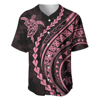 Polynesian Pride Baseball Jersey Turtle Hibiscus Luxury Style - Carnation Pink LT7 - Wonder Print Shop