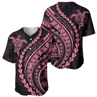 Polynesian Pride Baseball Jersey Turtle Hibiscus Luxury Style - Carnation Pink LT7 - Wonder Print Shop