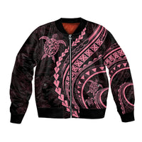 Polynesian Pride Bomber Jacket Turtle Hibiscus Luxury Style - Carnation Pink LT7 - Wonder Print Shop