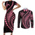 Polynesian Pride Couples Matching Short Sleeve Bodycon Dress and Long Sleeve Button Shirts Turtle Hibiscus Luxury Style - Carnation Pink LT7 - Wonder Print Shop