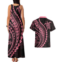 Polynesian Pride Couples Matching Tank Maxi Dress and Hawaiian Shirt Turtle Hibiscus Luxury Style - Carnation Pink LT7 - Wonder Print Shop