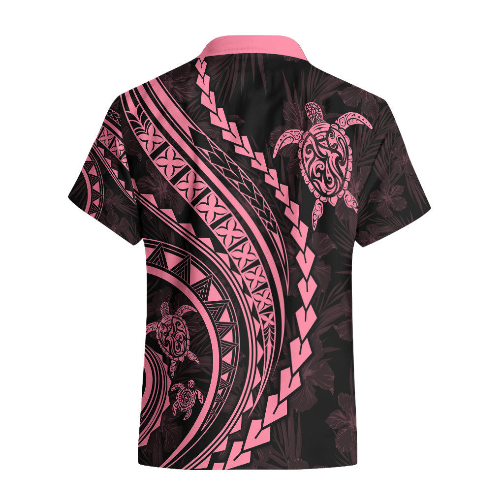Polynesian Pride Hawaiian Shirt Turtle Hibiscus Luxury Style - Carnation Pink - Wonder Print Shop