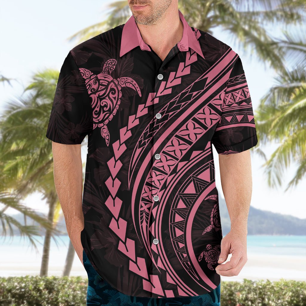 Polynesian Pride Hawaiian Shirt Turtle Hibiscus Luxury Style - Carnation Pink - Wonder Print Shop