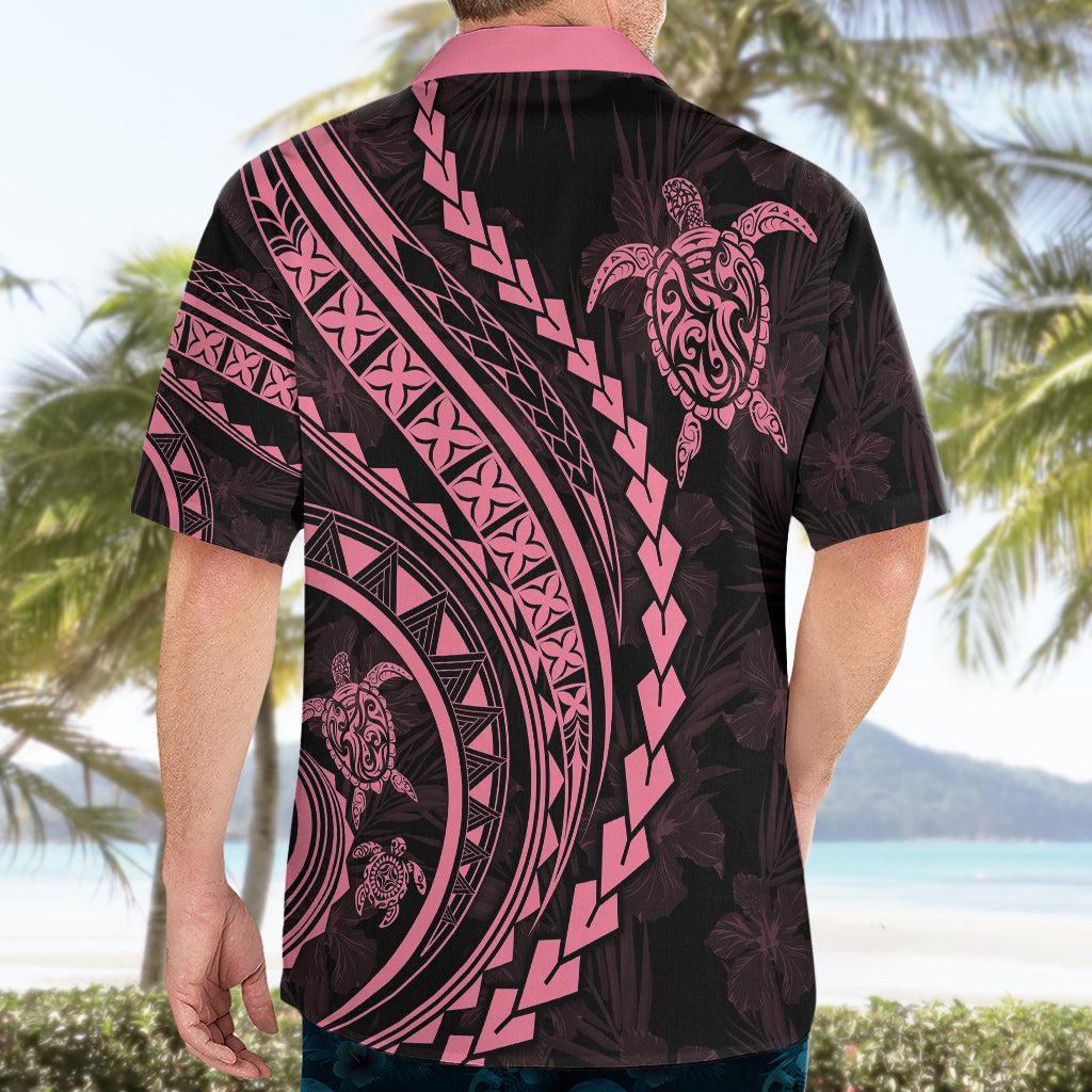 Polynesian Pride Hawaiian Shirt Turtle Hibiscus Luxury Style - Carnation Pink - Wonder Print Shop