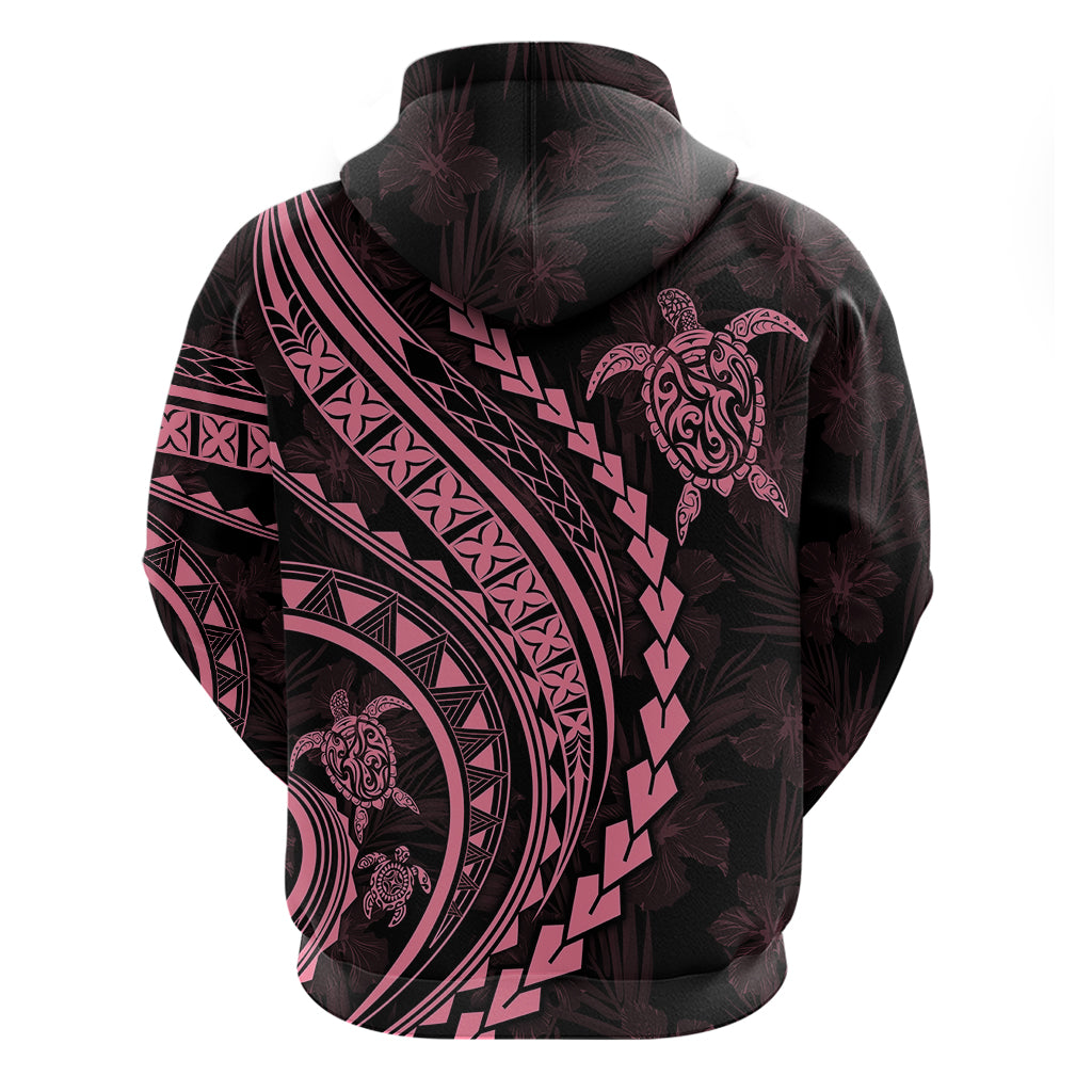 Polynesian Pride Hoodie Turtle Hibiscus Luxury Style - Carnation Pink - Wonder Print Shop