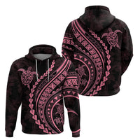 Polynesian Pride Hoodie Turtle Hibiscus Luxury Style - Carnation Pink - Wonder Print Shop