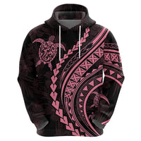 Polynesian Pride Hoodie Turtle Hibiscus Luxury Style - Carnation Pink - Wonder Print Shop