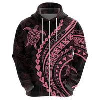 Polynesian Pride Hoodie Turtle Hibiscus Luxury Style - Carnation Pink - Wonder Print Shop