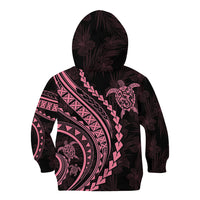 Polynesian Pride Kid Hoodie Turtle Hibiscus Luxury Style - Carnation Pink - Wonder Print Shop