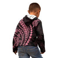 Polynesian Pride Kid Hoodie Turtle Hibiscus Luxury Style - Carnation Pink - Wonder Print Shop