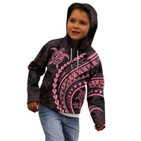 Polynesian Pride Kid Hoodie Turtle Hibiscus Luxury Style - Carnation Pink - Wonder Print Shop