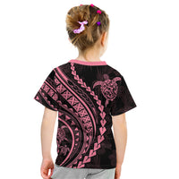 Polynesian Pride Kid T Shirt Turtle Hibiscus Luxury Style - Carnation Pink - Wonder Print Shop