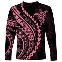 Polynesian Pride Long Sleeve Shirt Turtle Hibiscus Luxury Style - Carnation Pink - Wonder Print Shop