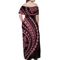 Polynesian Pride Off Shoulder Maxi Dress Turtle Hibiscus Luxury Style - Carnation Pink - Wonder Print Shop