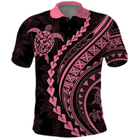 Polynesian Pride Polo Shirt Turtle Hibiscus Luxury Style - Carnation Pink - Wonder Print Shop