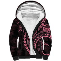 Polynesian Pride Sherpa Hoodie Turtle Hibiscus Luxury Style - Carnation Pink - Wonder Print Shop