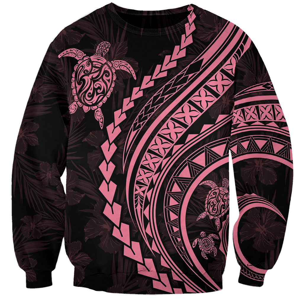 Polynesian Pride Sweatshirt Turtle Hibiscus Luxury Style - Carnation Pink - Wonder Print Shop