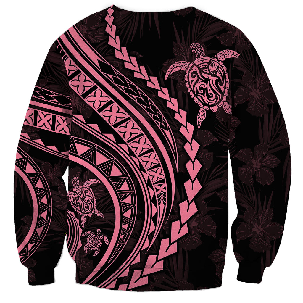 Polynesian Pride Sweatshirt Turtle Hibiscus Luxury Style - Carnation Pink - Wonder Print Shop