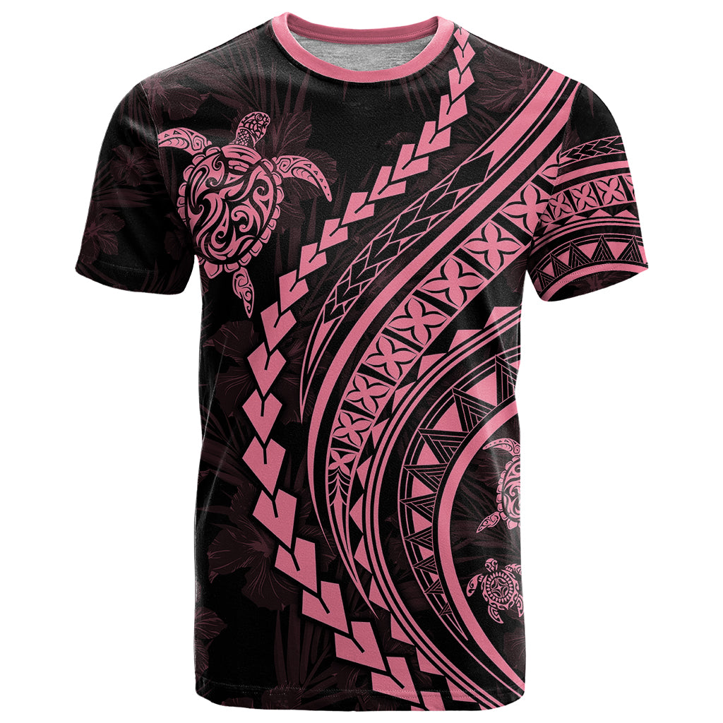Polynesian Pride T Shirt Turtle Hibiscus Luxury Style - Carnation Pink - Wonder Print Shop