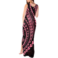Polynesian Pride Tank Maxi Dress Turtle Hibiscus Luxury Style - Carnation Pink - Wonder Print Shop