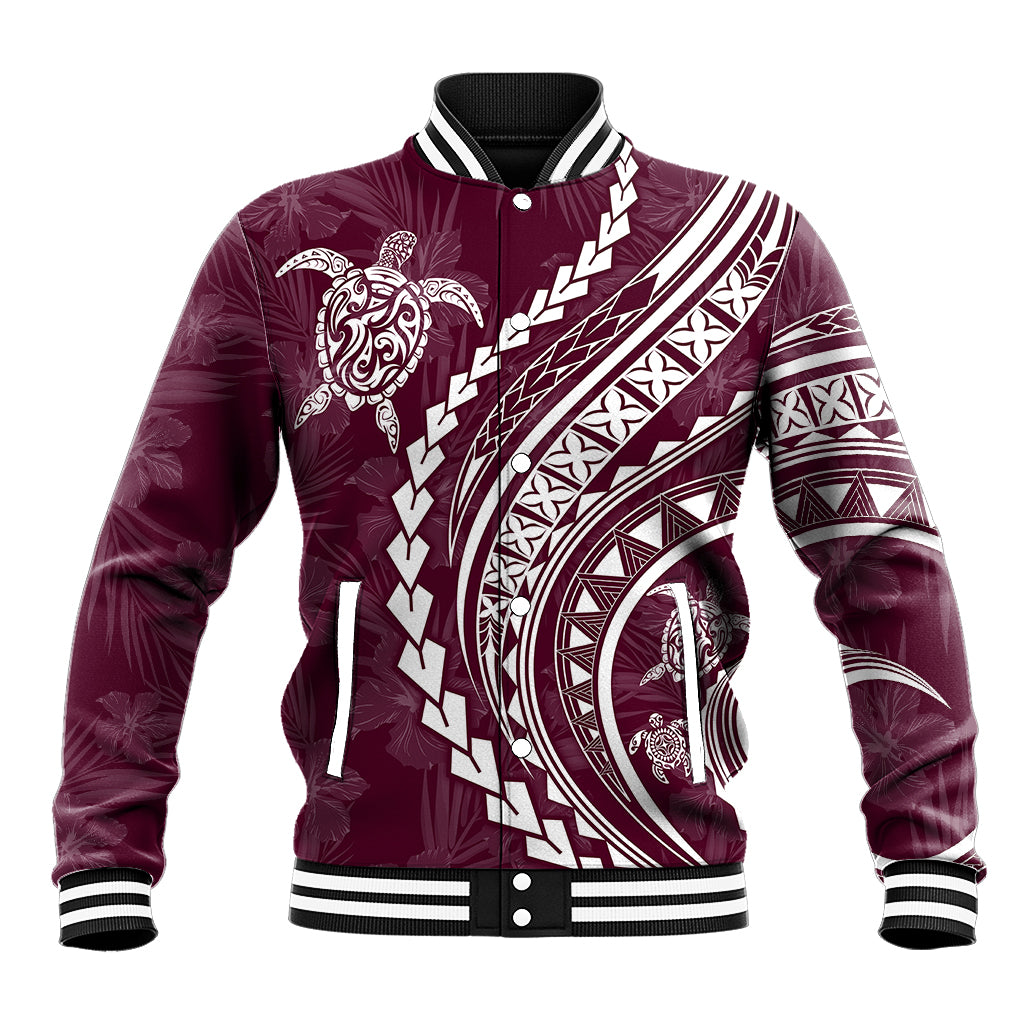 Polynesian Pride Baseball Jacket Turtle Hibiscus Luxury Style - Champagne LT7 - Wonder Print Shop