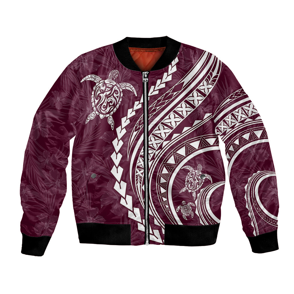 Polynesian Pride Bomber Jacket Turtle Hibiscus Luxury Style - Champagne LT7 - Wonder Print Shop