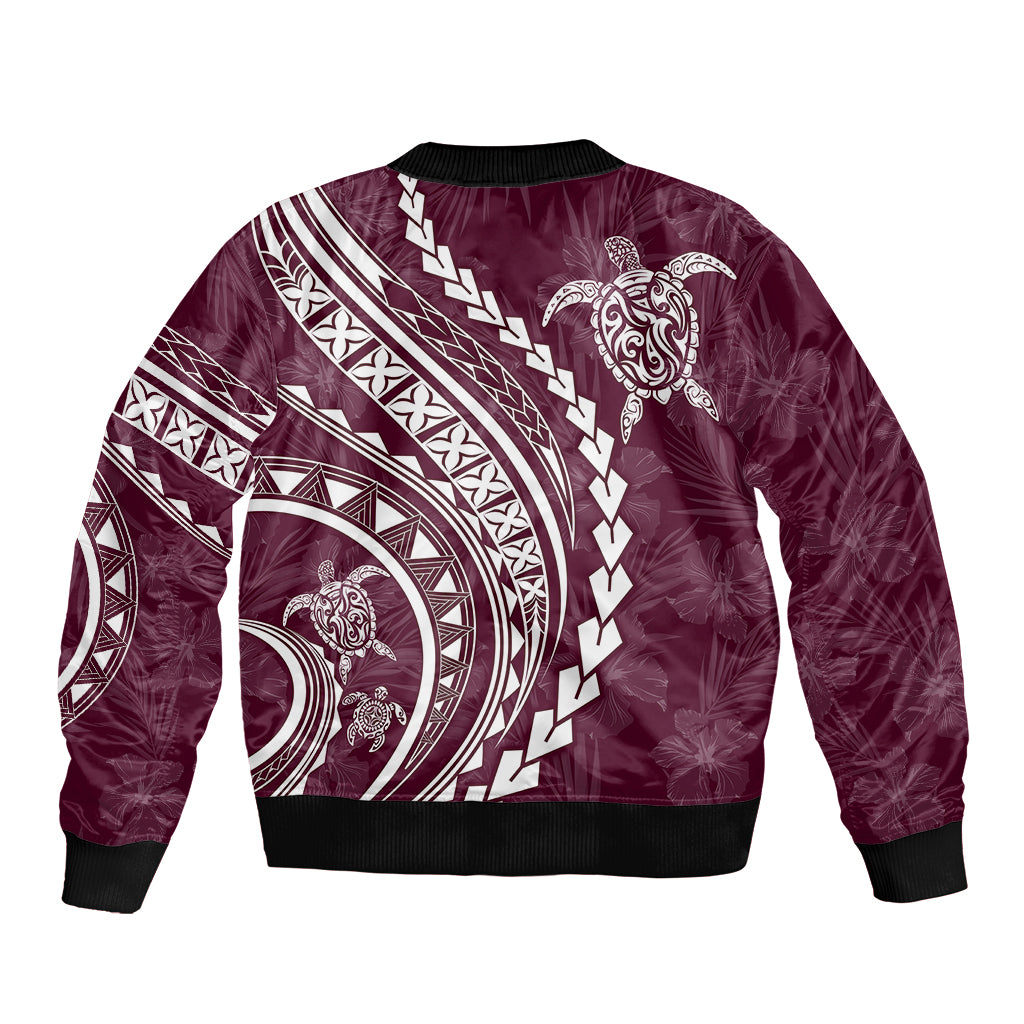 Polynesian Pride Bomber Jacket Turtle Hibiscus Luxury Style - Champagne LT7 - Wonder Print Shop