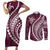 Polynesian Pride Couples Matching Short Sleeve Bodycon Dress and Long Sleeve Button Shirts Turtle Hibiscus Luxury Style - Champagne LT7 - Wonder Print Shop