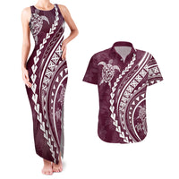 Polynesian Pride Couples Matching Tank Maxi Dress and Hawaiian Shirt Turtle Hibiscus Luxury Style - Champagne LT7 - Wonder Print Shop