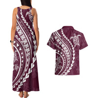 Polynesian Pride Couples Matching Tank Maxi Dress and Hawaiian Shirt Turtle Hibiscus Luxury Style - Champagne LT7 - Wonder Print Shop