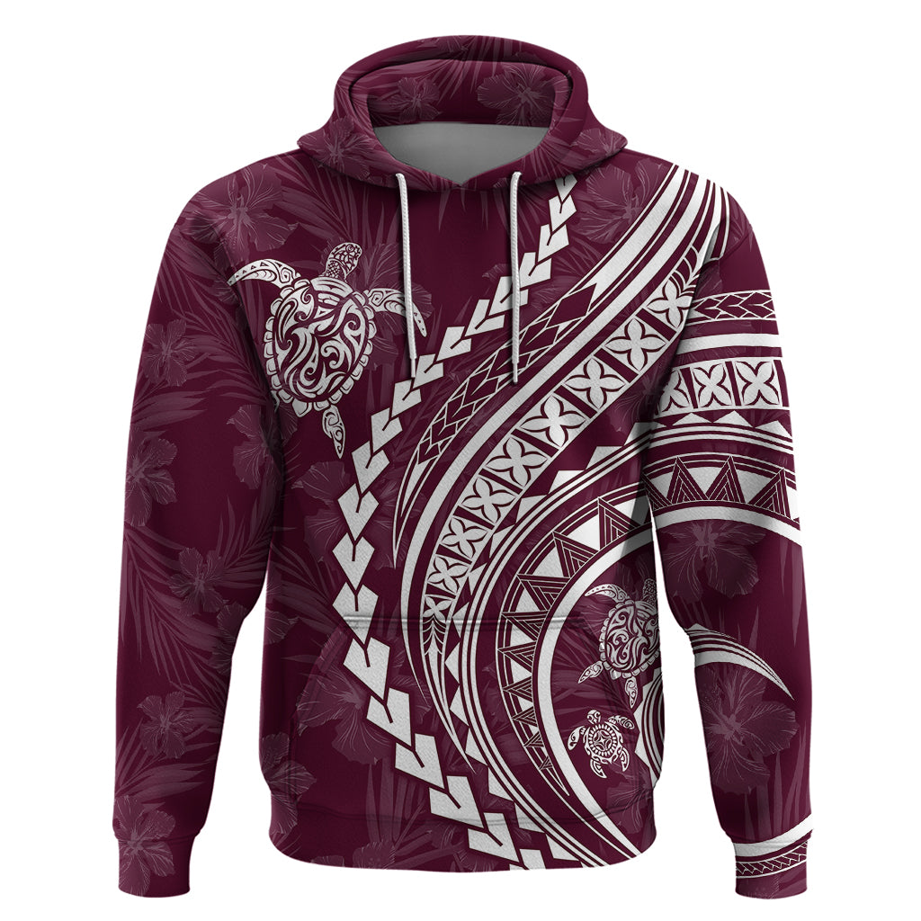 Polynesian Pride Hoodie Turtle Hibiscus Luxury Style - Champagne - Wonder Print Shop