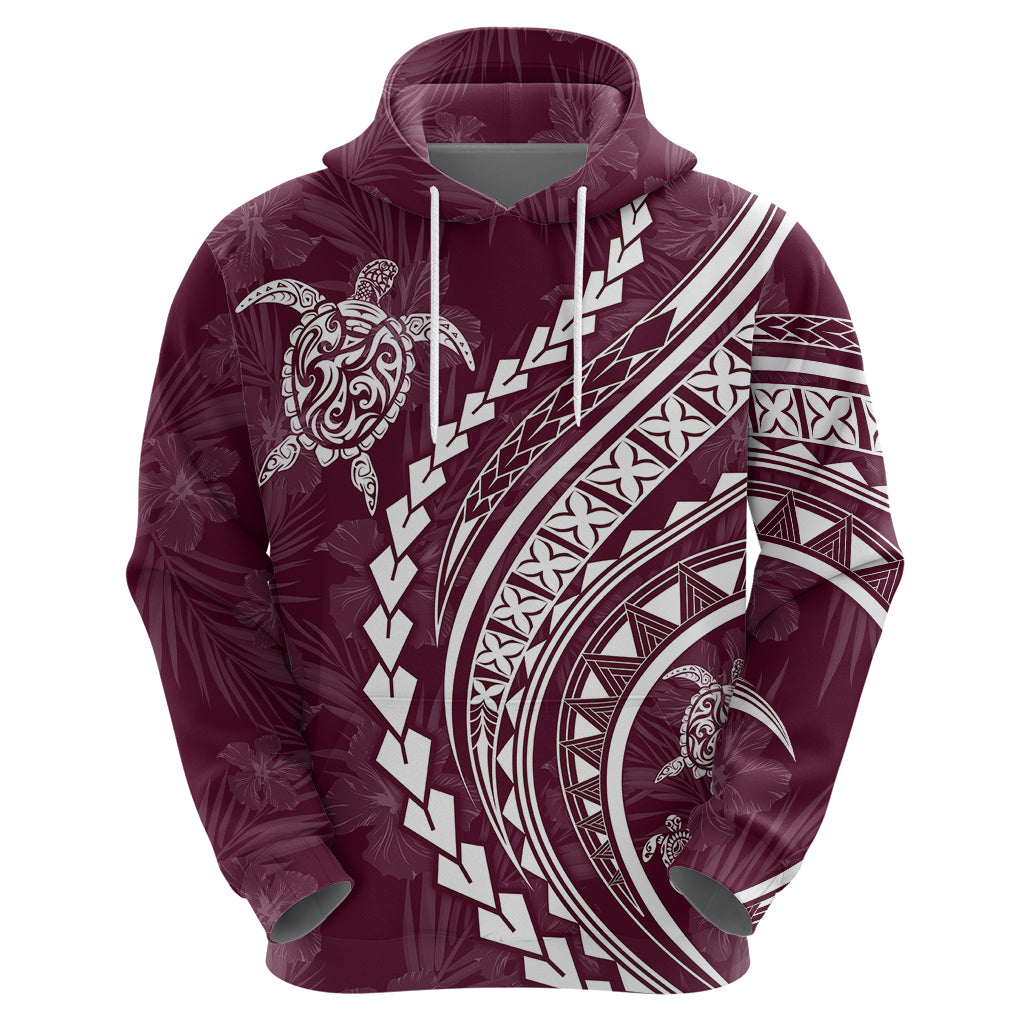 Polynesian Pride Hoodie Turtle Hibiscus Luxury Style - Champagne - Wonder Print Shop
