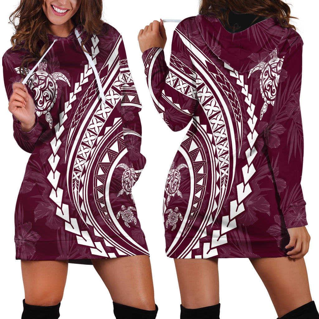 Polynesian Pride Hoodie Dress Turtle Hibiscus Luxury Style - Champagne - Wonder Print Shop