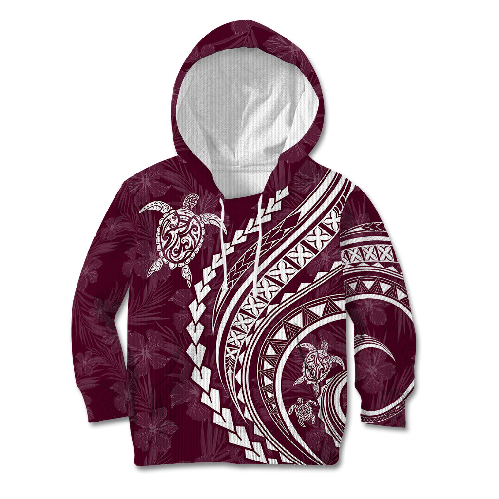 Polynesian Pride Kid Hoodie Turtle Hibiscus Luxury Style - Champagne - Wonder Print Shop