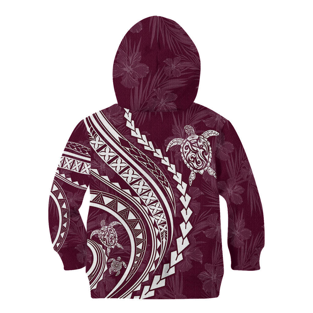 Polynesian Pride Kid Hoodie Turtle Hibiscus Luxury Style - Champagne - Wonder Print Shop