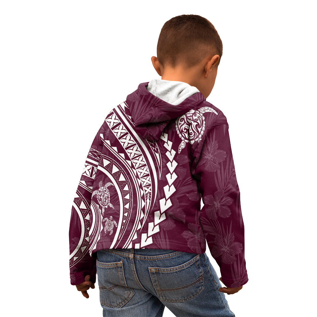 Polynesian Pride Kid Hoodie Turtle Hibiscus Luxury Style - Champagne - Wonder Print Shop