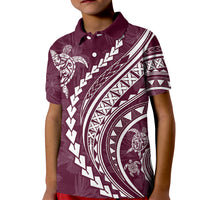 Polynesian Pride Kid Polo Shirt Turtle Hibiscus Luxury Style - Champagne - Wonder Print Shop