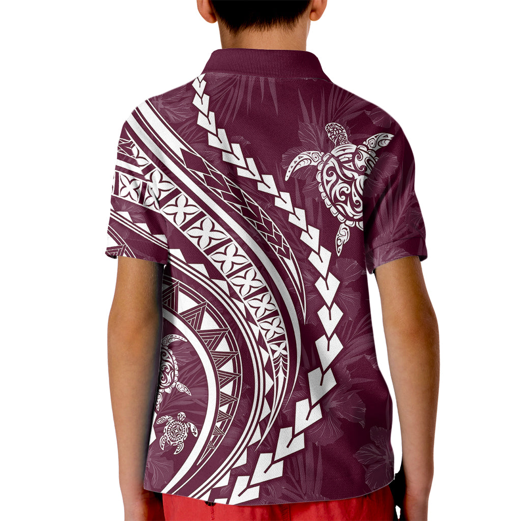 Polynesian Pride Kid Polo Shirt Turtle Hibiscus Luxury Style - Champagne - Wonder Print Shop