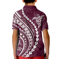 Polynesian Pride Kid Polo Shirt Turtle Hibiscus Luxury Style - Champagne - Wonder Print Shop
