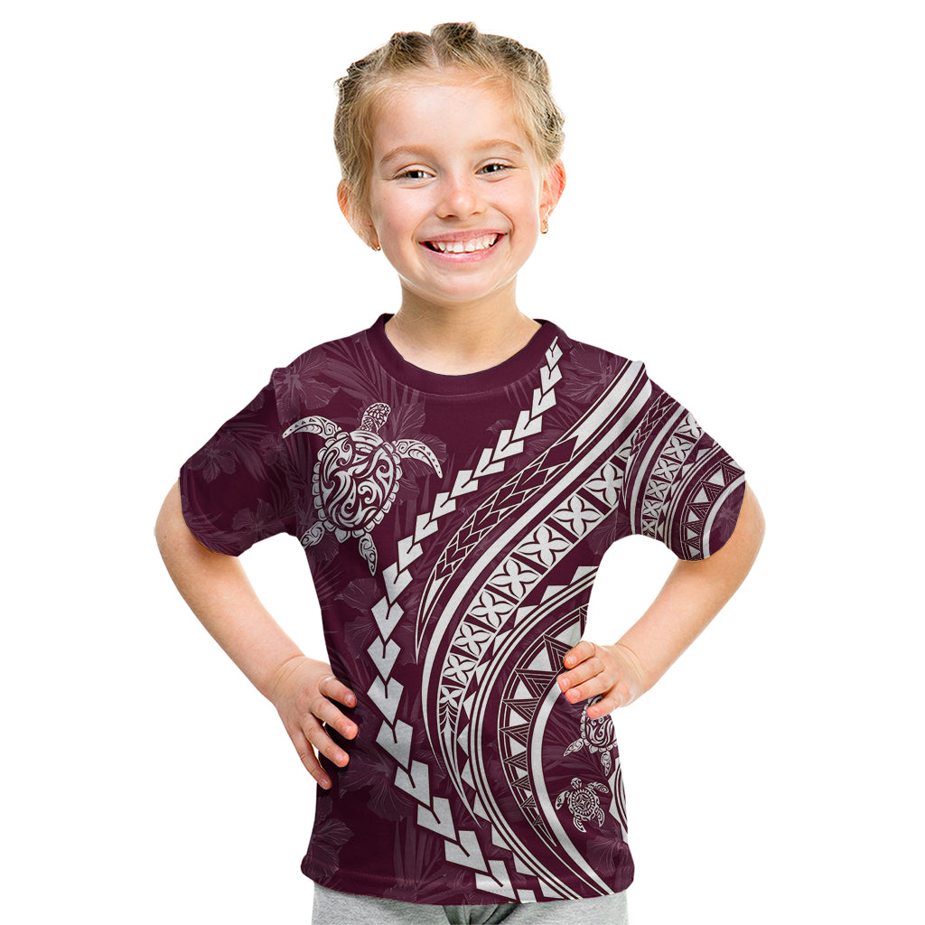 Polynesian Pride Kid T Shirt Turtle Hibiscus Luxury Style - Champagne - Wonder Print Shop