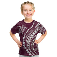 Polynesian Pride Kid T Shirt Turtle Hibiscus Luxury Style - Champagne - Wonder Print Shop