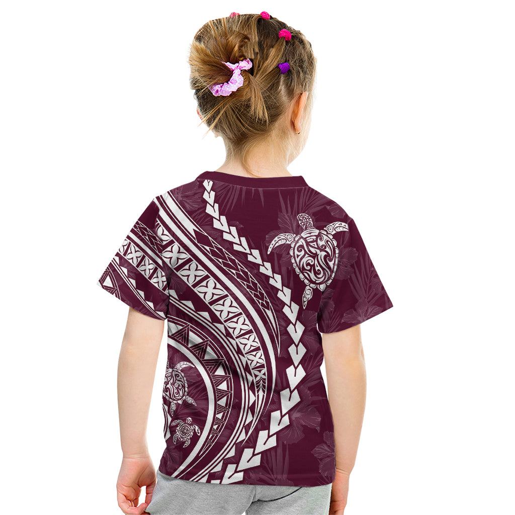 Polynesian Pride Kid T Shirt Turtle Hibiscus Luxury Style - Champagne - Wonder Print Shop