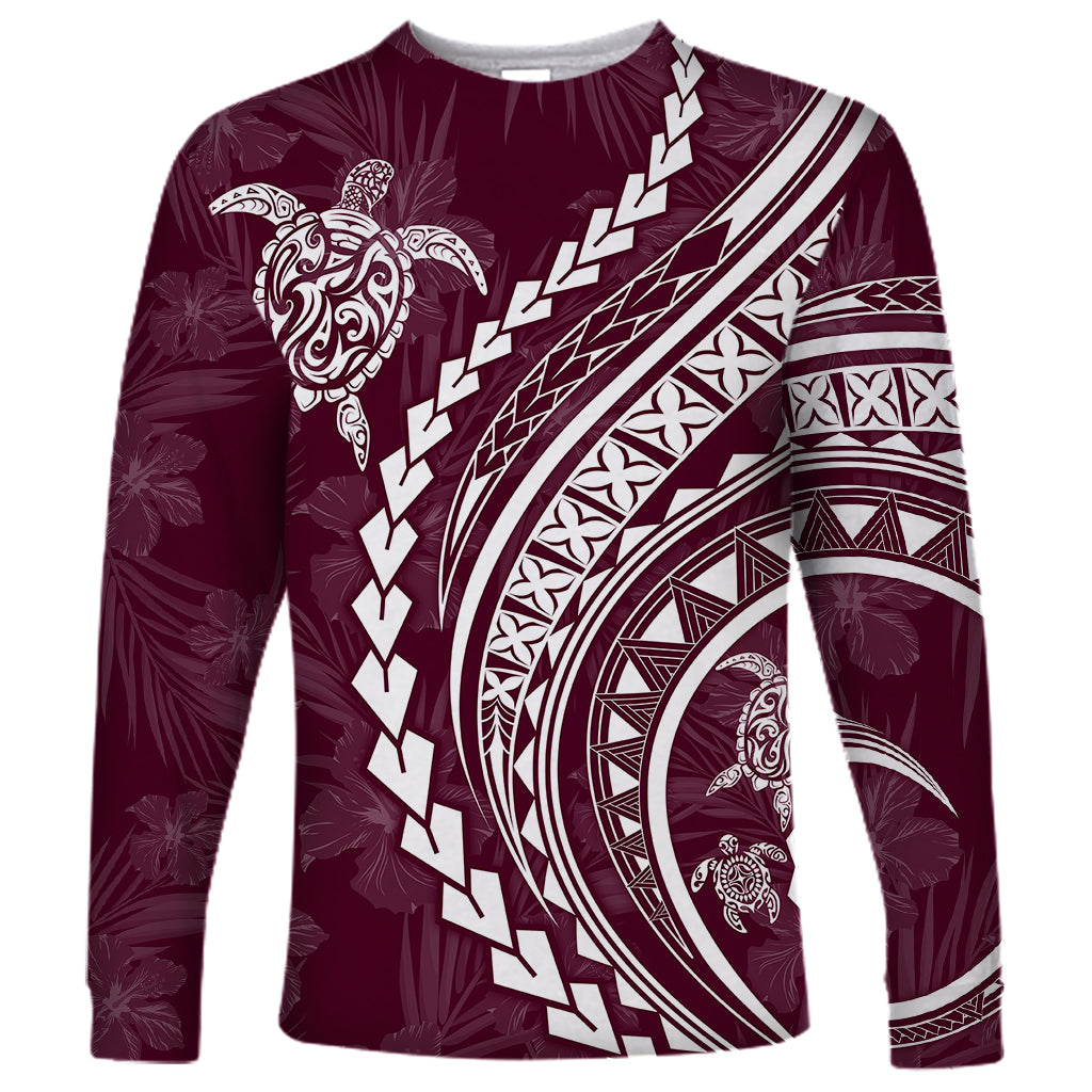 Polynesian Pride Long Sleeve Shirt Turtle Hibiscus Luxury Style - Champagne - Wonder Print Shop