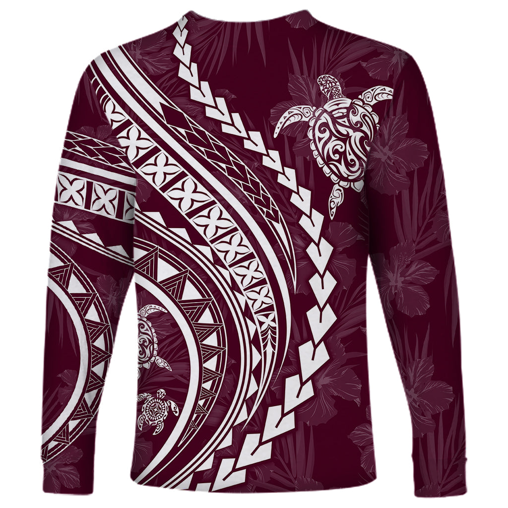 Polynesian Pride Long Sleeve Shirt Turtle Hibiscus Luxury Style - Champagne - Wonder Print Shop