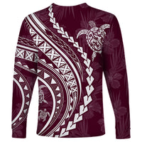 Polynesian Pride Long Sleeve Shirt Turtle Hibiscus Luxury Style - Champagne - Wonder Print Shop