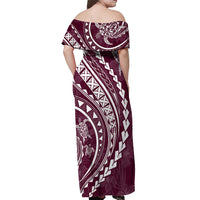 Polynesian Pride Off Shoulder Maxi Dress Turtle Hibiscus Luxury Style - Champagne - Wonder Print Shop