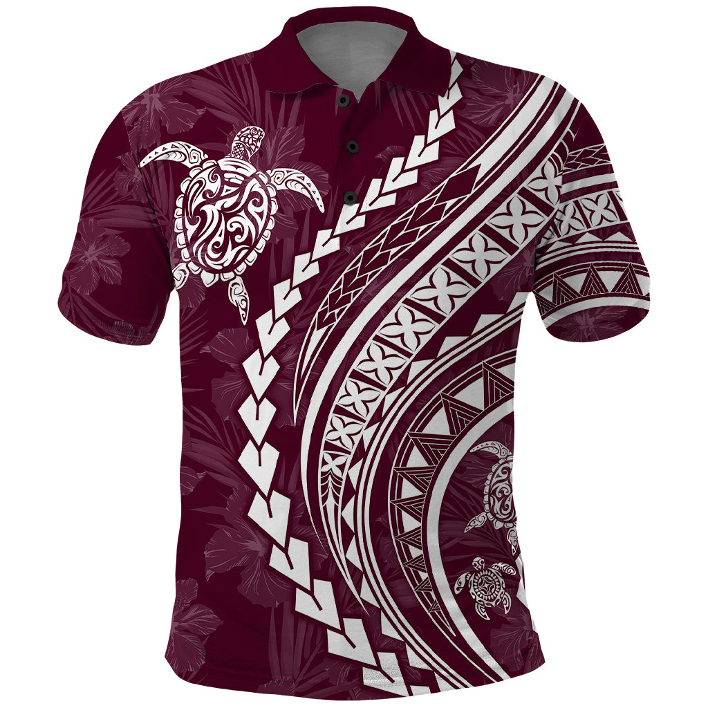 Polynesian Pride Polo Shirt Turtle Hibiscus Luxury Style - Champagne - Wonder Print Shop