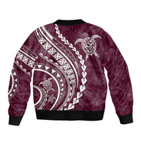 Polynesian Pride Sleeve Zip Bomber Jacket Turtle Hibiscus Luxury Style - Champagne - Wonder Print Shop