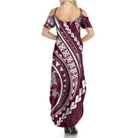 Polynesian Pride Summer Maxi Dress Turtle Hibiscus Luxury Style - Champagne - Wonder Print Shop